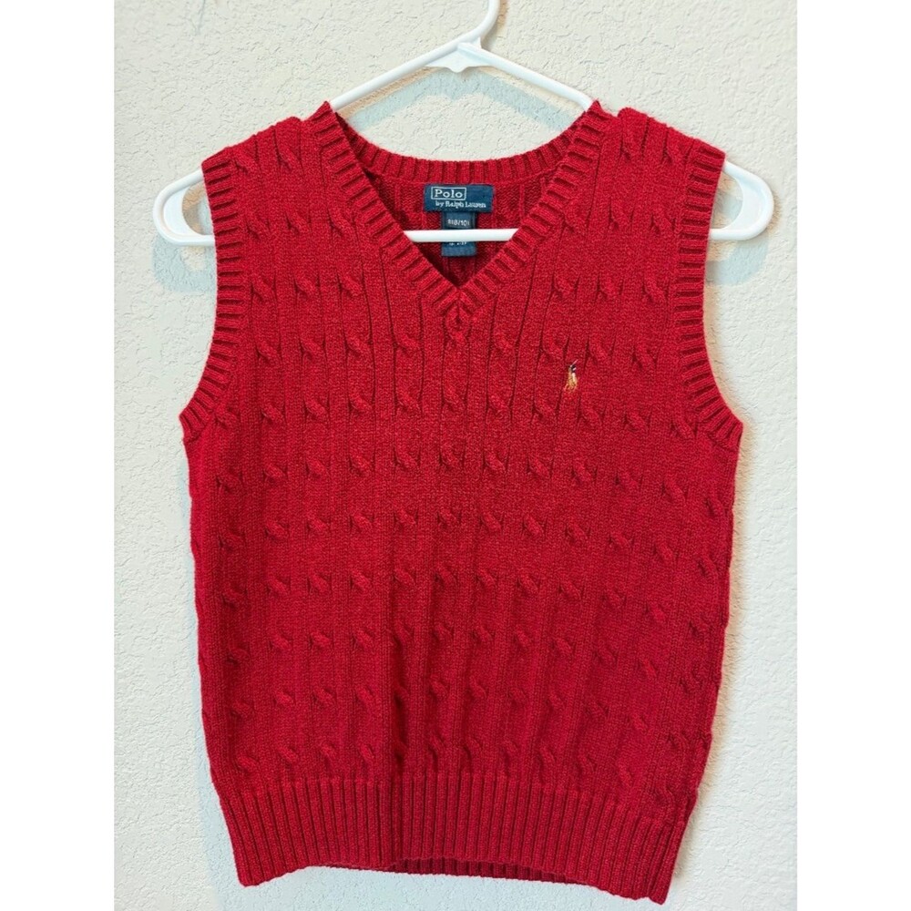 Boy’s Polo Ralph Lauren Red Sweater Vest Size 8/10